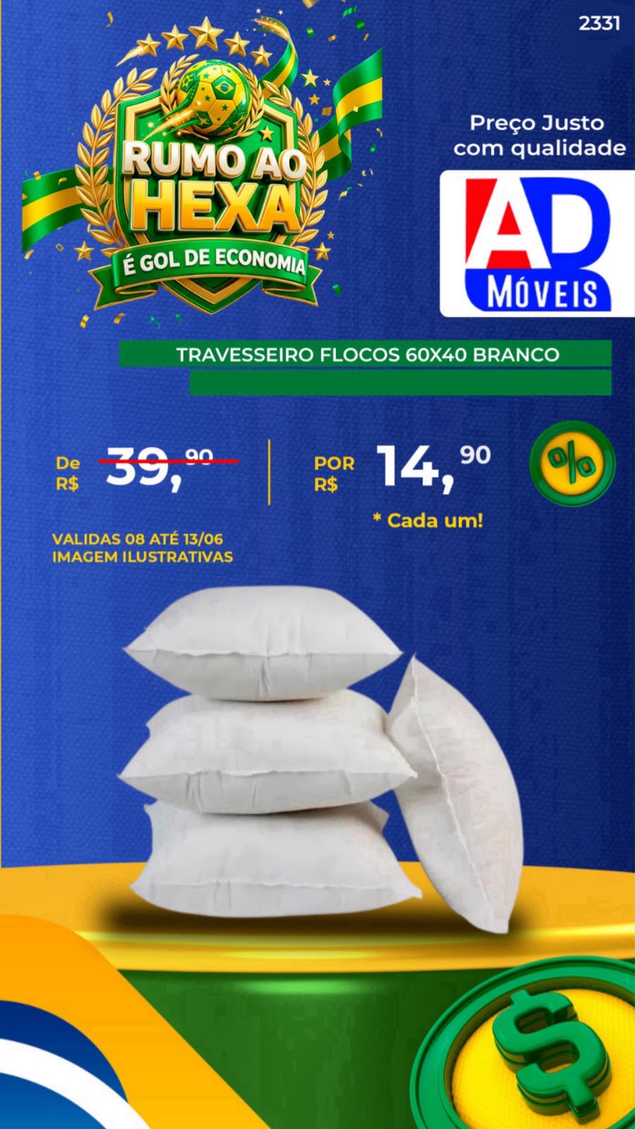 Travesseiro Flocos 60x40 Branco